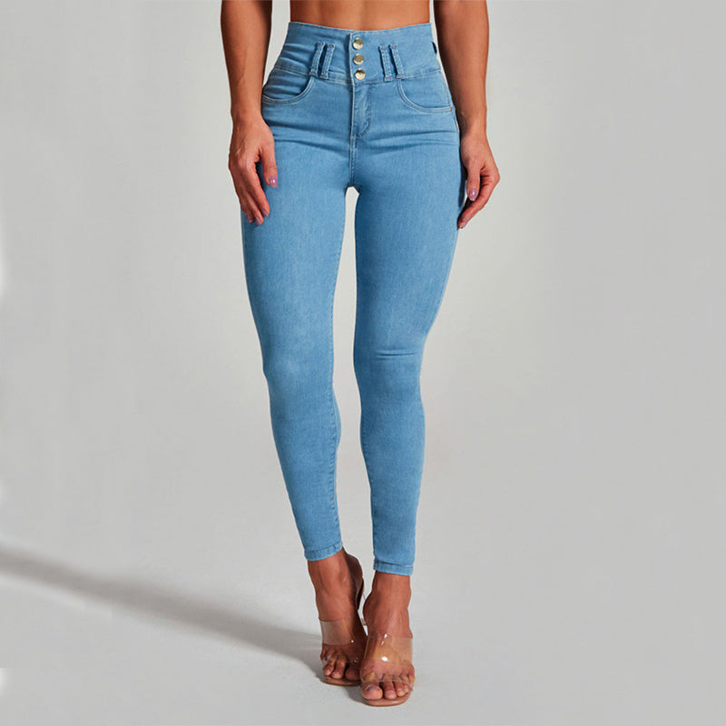 High Waist Jeans - Women's Skinny Trousers Tight Stretch Shaping And Hip Lifting Pants