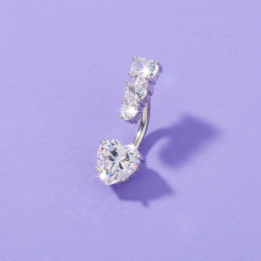 STAINLESS STEEL HEART-TO-HEART NAVEL PIN - human body piercing jewelry woman