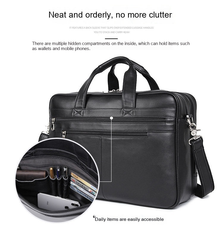 Leather Handbag Briefcase - Napa Leather Comfortable Texture Men's Real-leather Bag