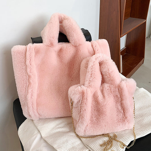 Winter Bags Chain Plush Handbag -- Totes Women Shoulder Bag