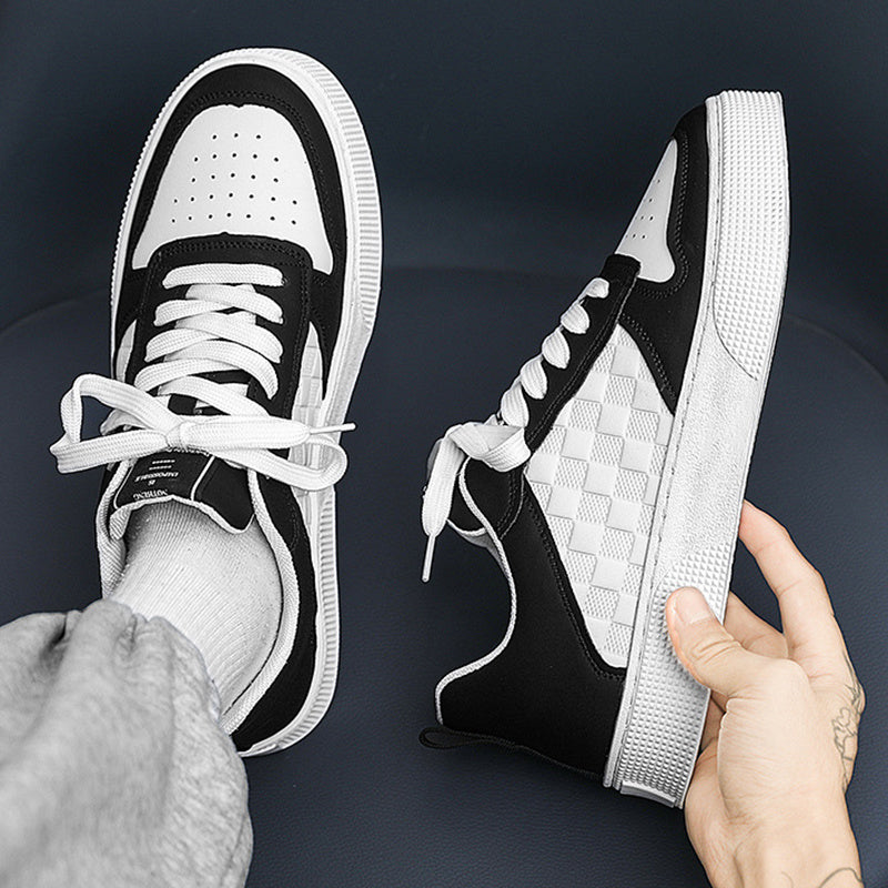 Casual Lace-up Sneakers - Men's Fashion Breathable Plaid Flats Shoes