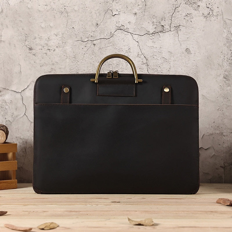 Horse Leather Men's Business Handbag - Genuine Leather Computer Bag
