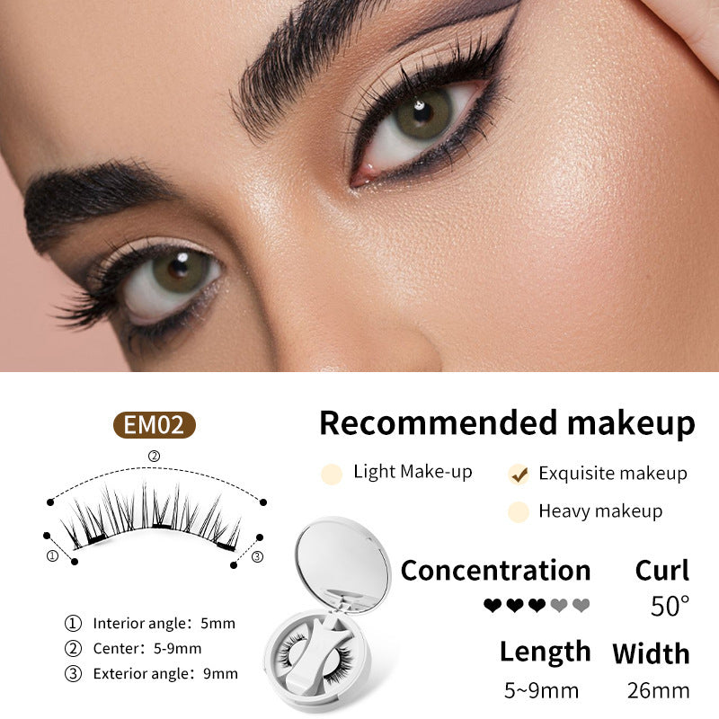Magnetic False Eyelashes - Integrated Storage Box Glue-free Magnet False Eyelashes Natural Makeup Tools With Applicater