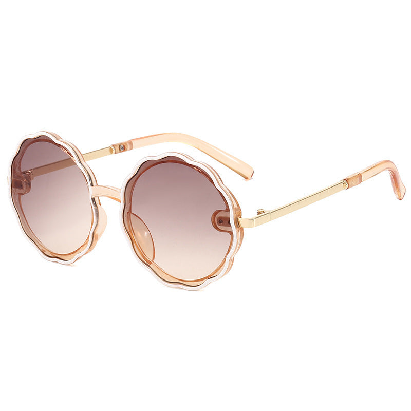Kids Wave Frame Vintage Round Sunglasses