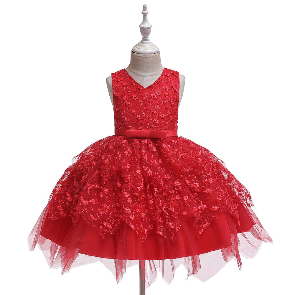 Flowery Girls Middle And Small Dresses